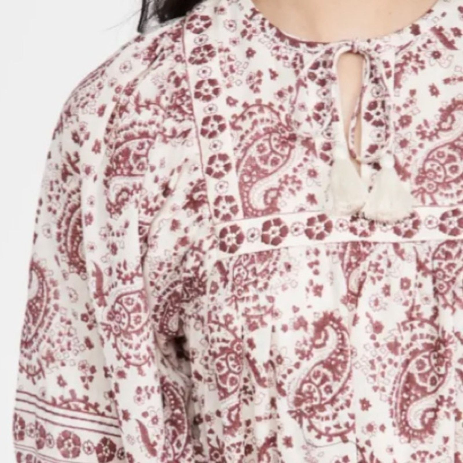 Cleobella EUC Cleobella $198 Mini Dress Burgundy Block Print sz SM Size S / US 4 / IT 40 - 5 Thumbnail