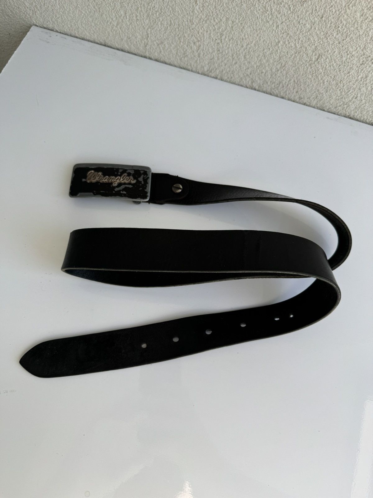 Wrangler Wrangler Vintage Logo Buckle Leather Belt Black Size ONE SIZE - 1 Thumbnail