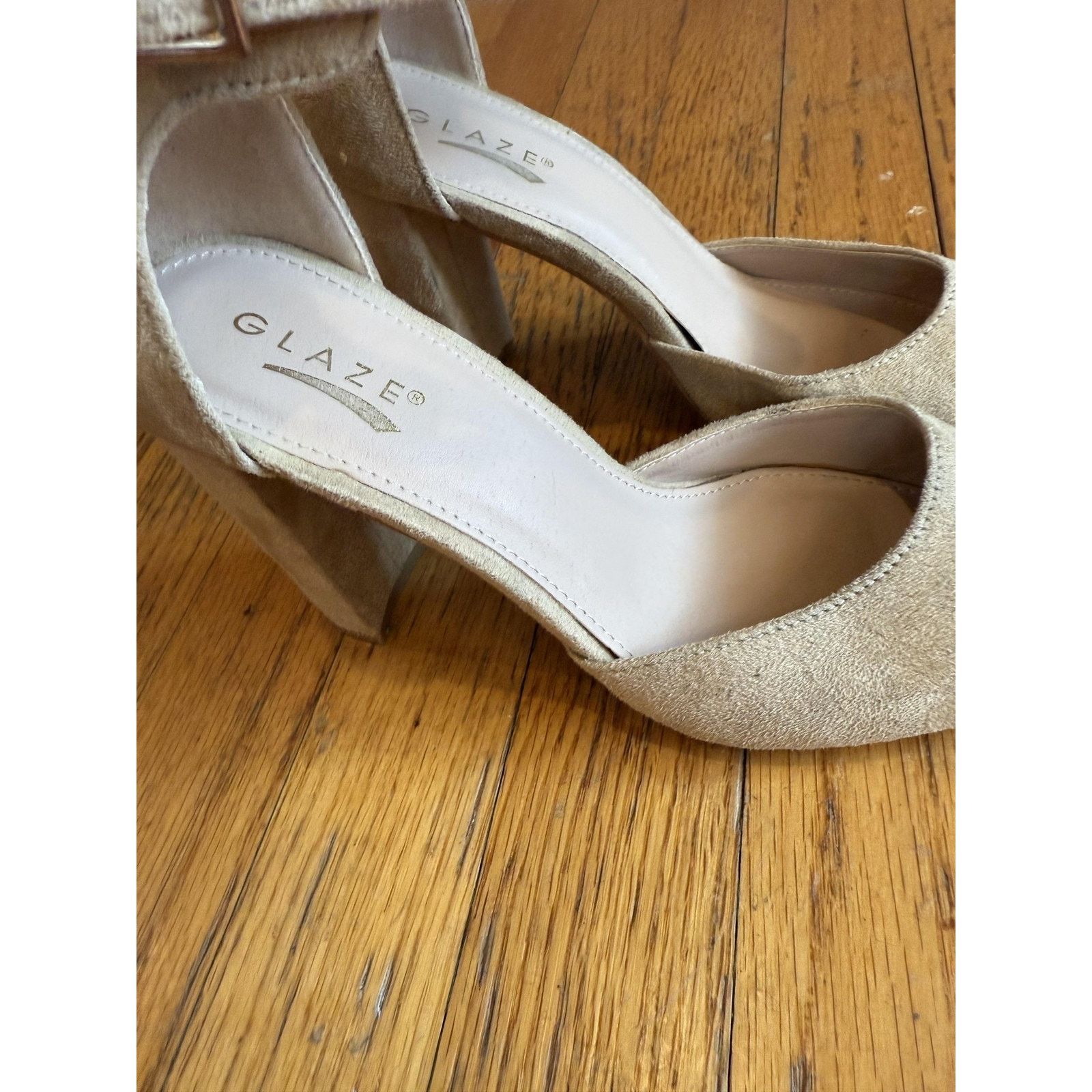Other GLAZE Size 7.5 Beige Ankle Strap Heels Pumps Block Heel Size US 7.5 / IT 37.5 - 3 Thumbnail