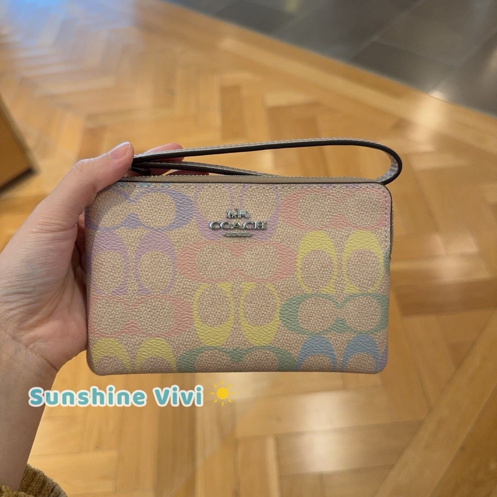 Coach NWT Coach Corner Zip Wristlet Rainbow CDF28 Silver Sand Size ONE SIZE - 2 Thumbnail