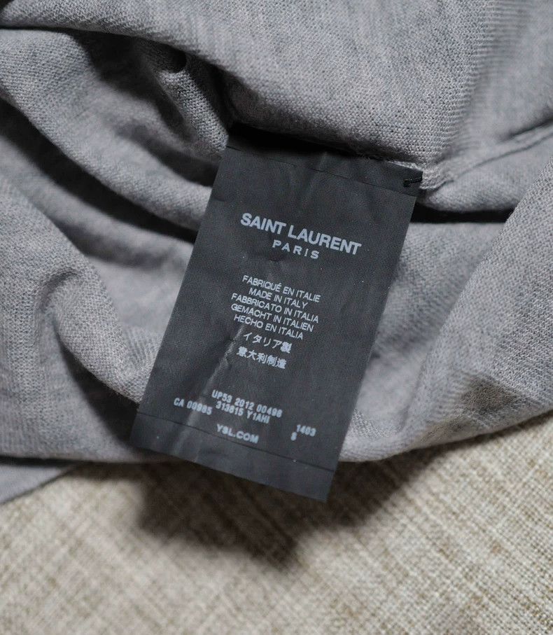 Saint Laurent Paris Saint Laurent Paris Grey Merino worsted wool pocket T-shir Size S / US 4 / IT 40 - 4 Thumbnail