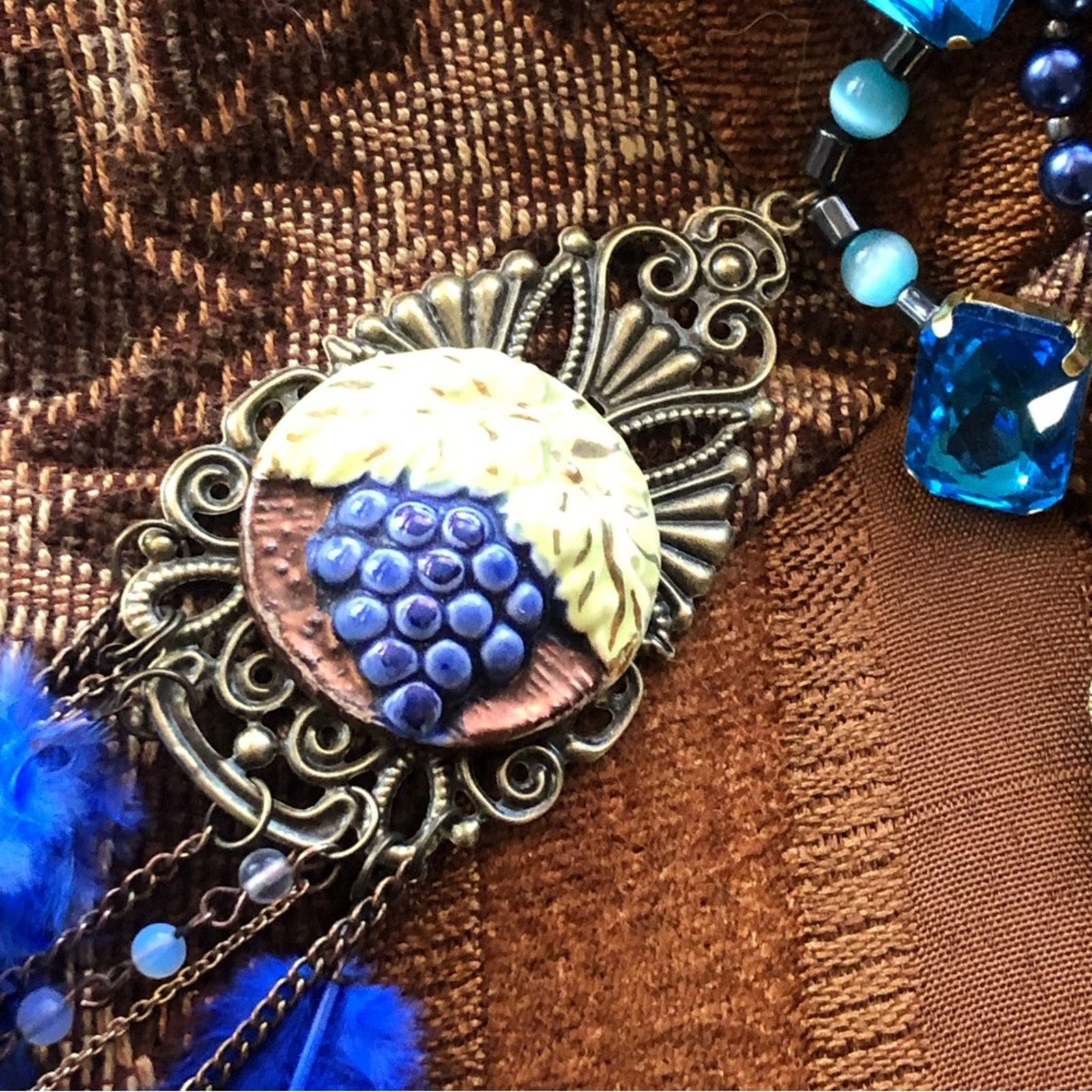 Handmade Handcrafted filigree cameo Pearl genuine labradorite necklac Size ONE SIZE - 7 Thumbnail