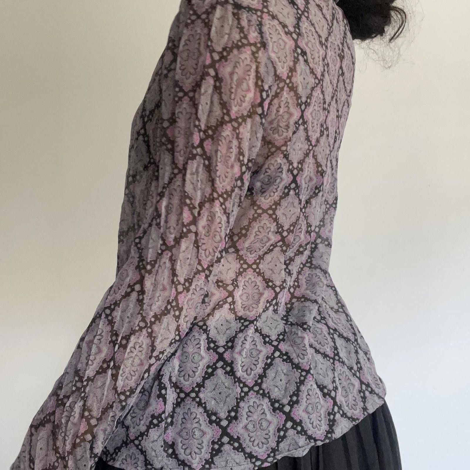 Worthington Purple and black mesh blouse with ruffle details #goth Size S / US 4 / IT 40 - 2 Thumbnail