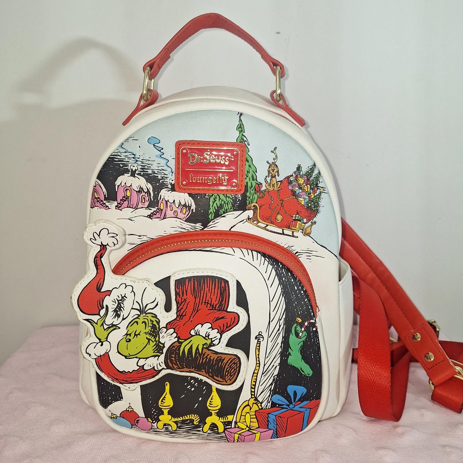 Designer LOUNGEFLY Dr. SeuSS The Grinch Christmas Edition. Back Pack Size ONE SIZE - 1 Thumbnail