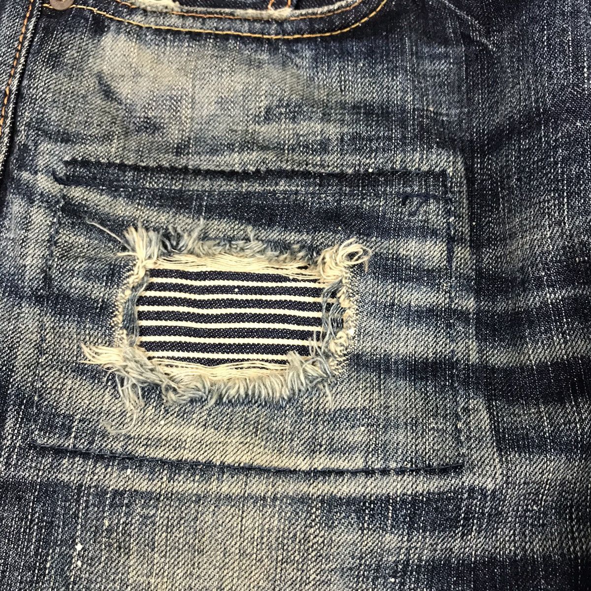 If Six Was Nine × Le Grande Bleu (L.G.B.) RIPPED DISTRESSED PATCHWORK EDWIN JAPANESE DENIM PANTS Size US 30 / EU 46 - 9 Thumbnail