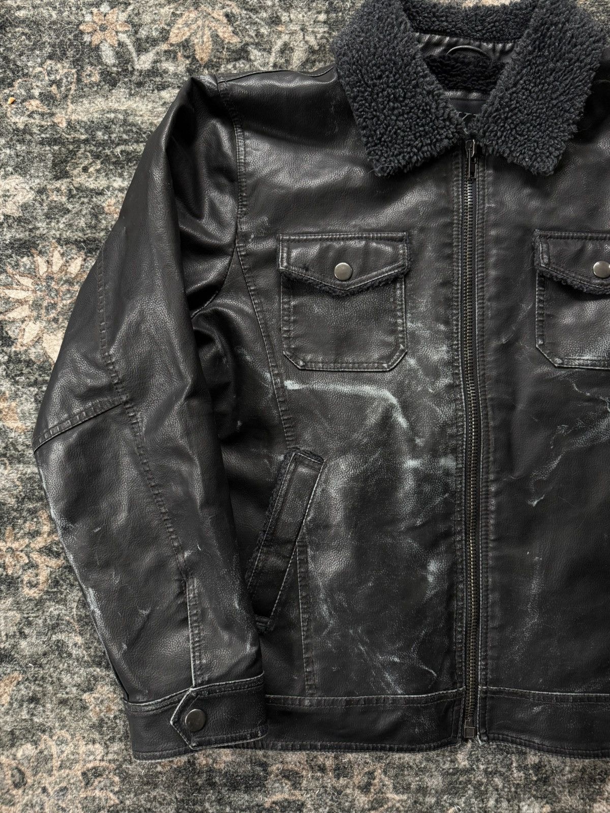 BKE BKE Black Sherpa Leather Jacket Size US L / EU 52-54 / 3 - 2 Thumbnail