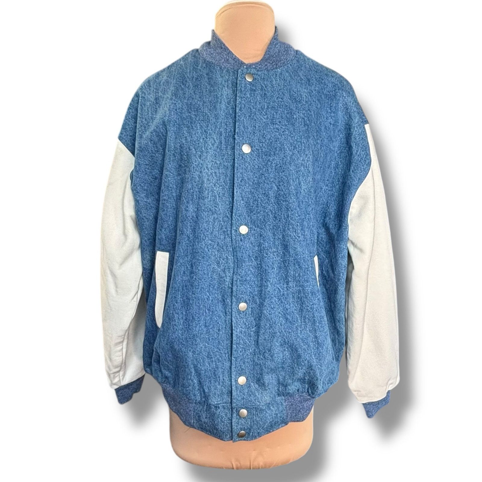 Vintage Vintage 90s Fruit of the Loom Blue Denim White Sleeve XL Size US XL / EU 56 / 4 - 1 Thumbnail