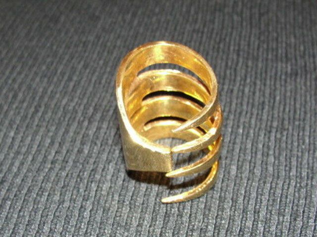 Handmade 14 kt Gold Vermeil over Brass Coil Fork Ring Size ONE SIZE - 3 Thumbnail