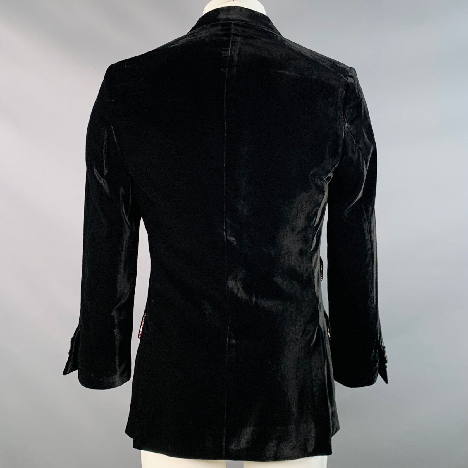 Paul Smith The Byard Black Velvet Viscose Blend Notch Lapel Sport Coat Size 38R - 3 Thumbnail