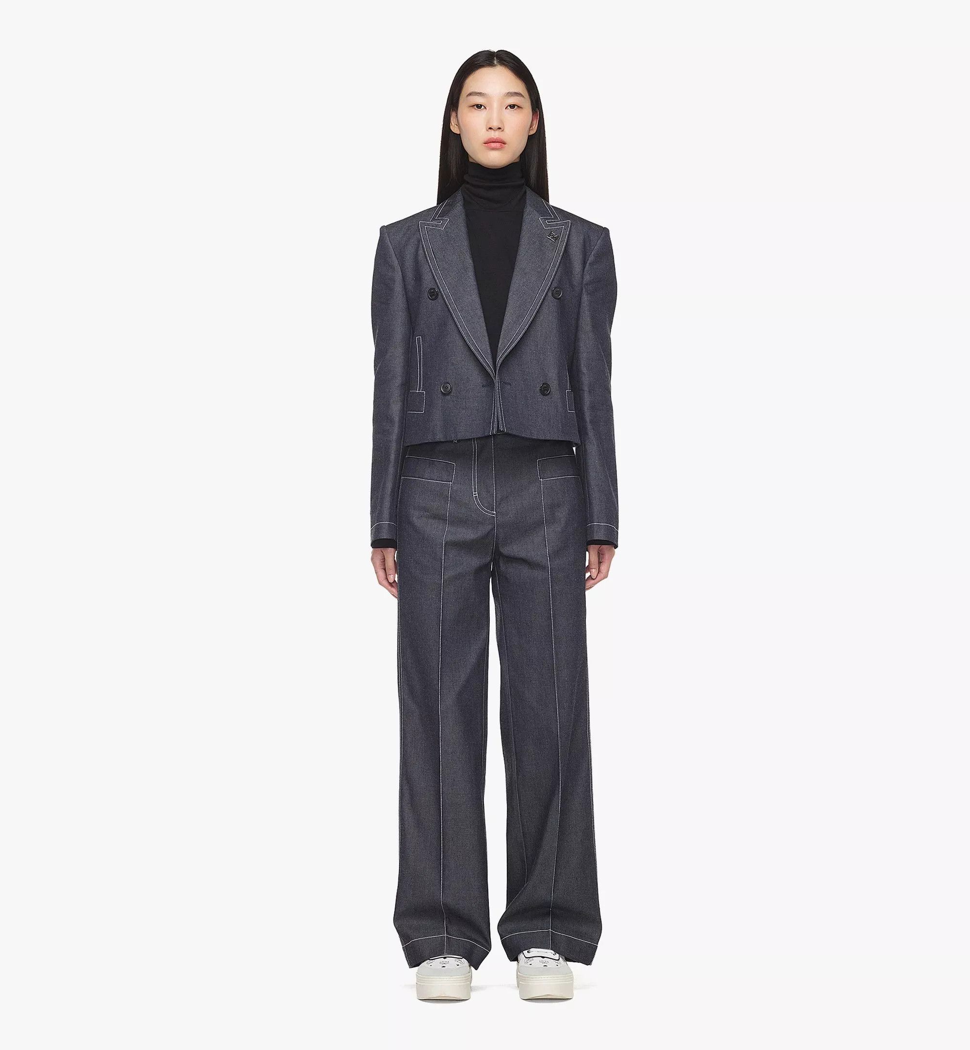 MCM o1mt1gz1224 Cropped Denim Blazer in Indigo Size L / US 10 / IT 46 - 4 Thumbnail