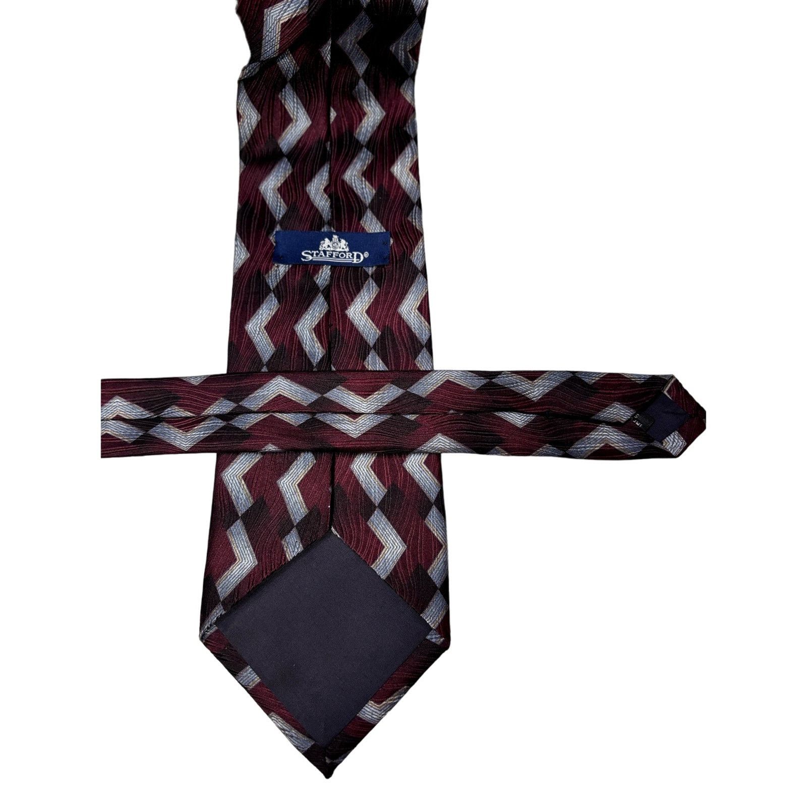 Stafford STAFFORD Men's Multicolor Silk Abstract Pattern Neck Tie Size ONE SIZE - 5 Thumbnail