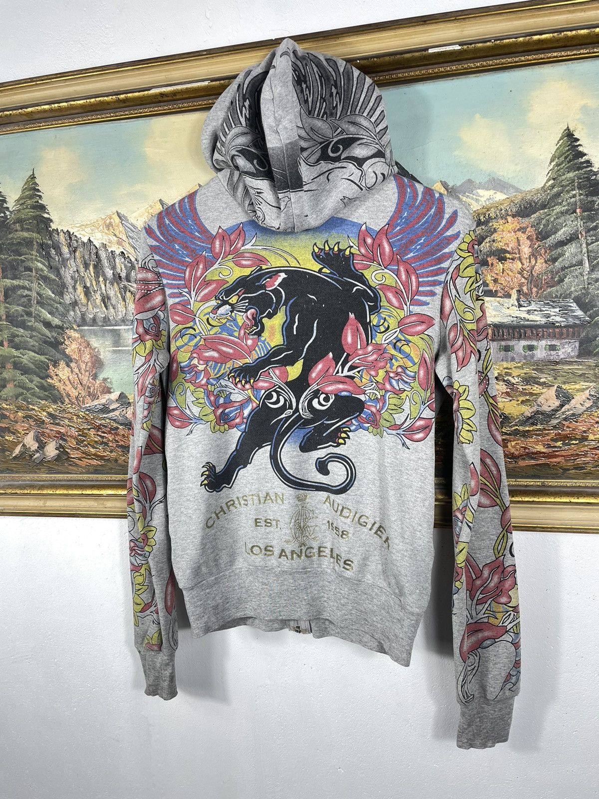 Christian Audigier × Ed Hardy × Vintage Ed Hardy x Christian Audigier Retro 00s Hoodie With Crystals Size M / US 6-8 / IT 42-44 - 9 Thumbnail