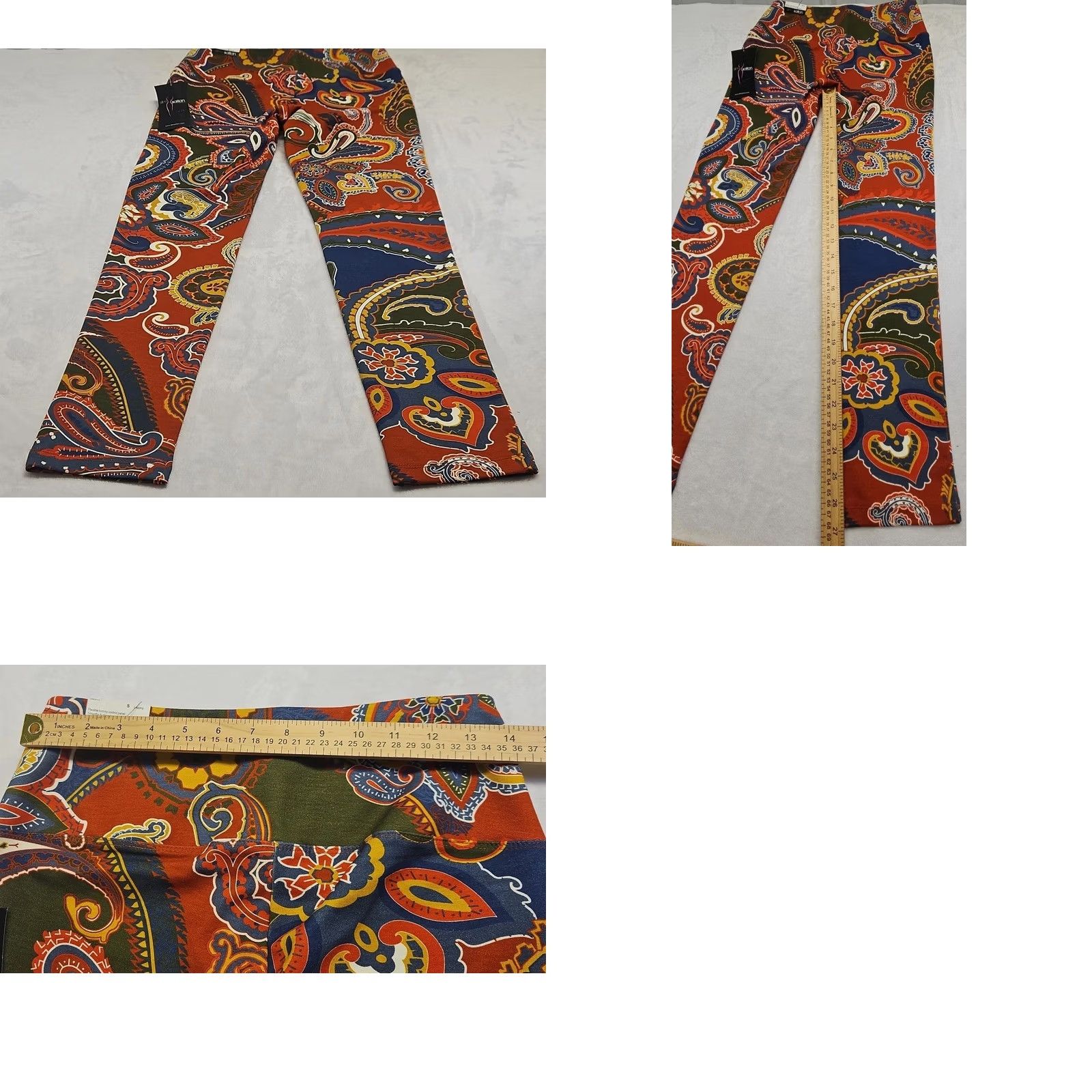 Vintage VINTAGE? Slim-Sation Pull On Pants Lot 2 Small Boho Paisley Aztec Stretch Slimming NWT Size 28" / US 6 / IT 42 - 10 Thumbnail