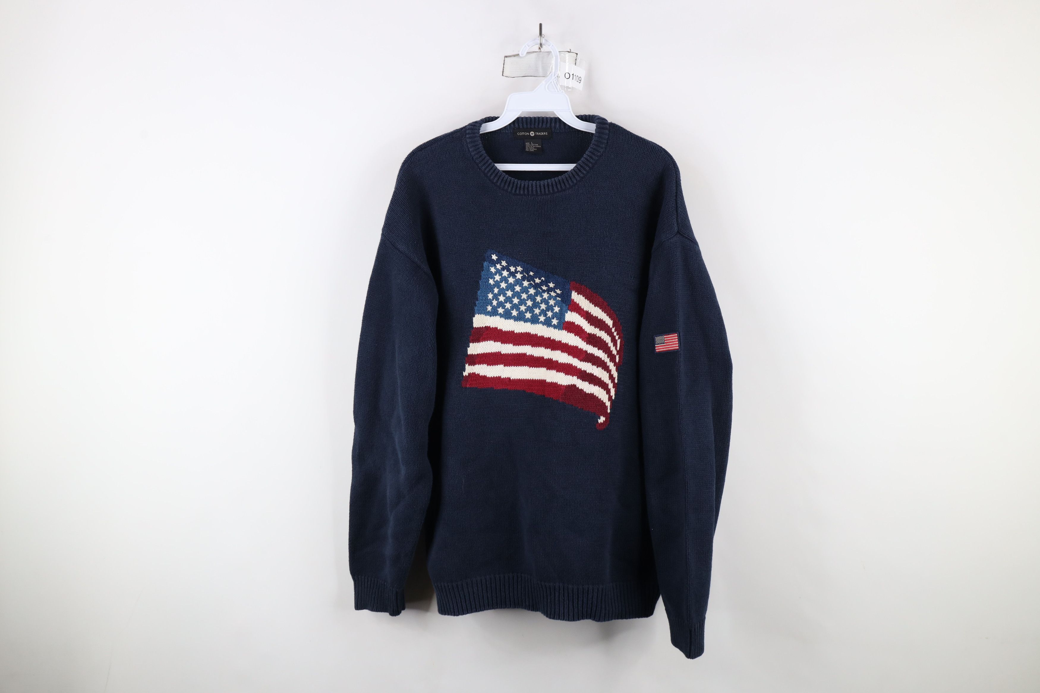 Vintage Vintage 90s Streetwear Knit Crewneck Sweater Blue Cotton Size US L / EU 52-54 / 3 - 1 Thumbnail