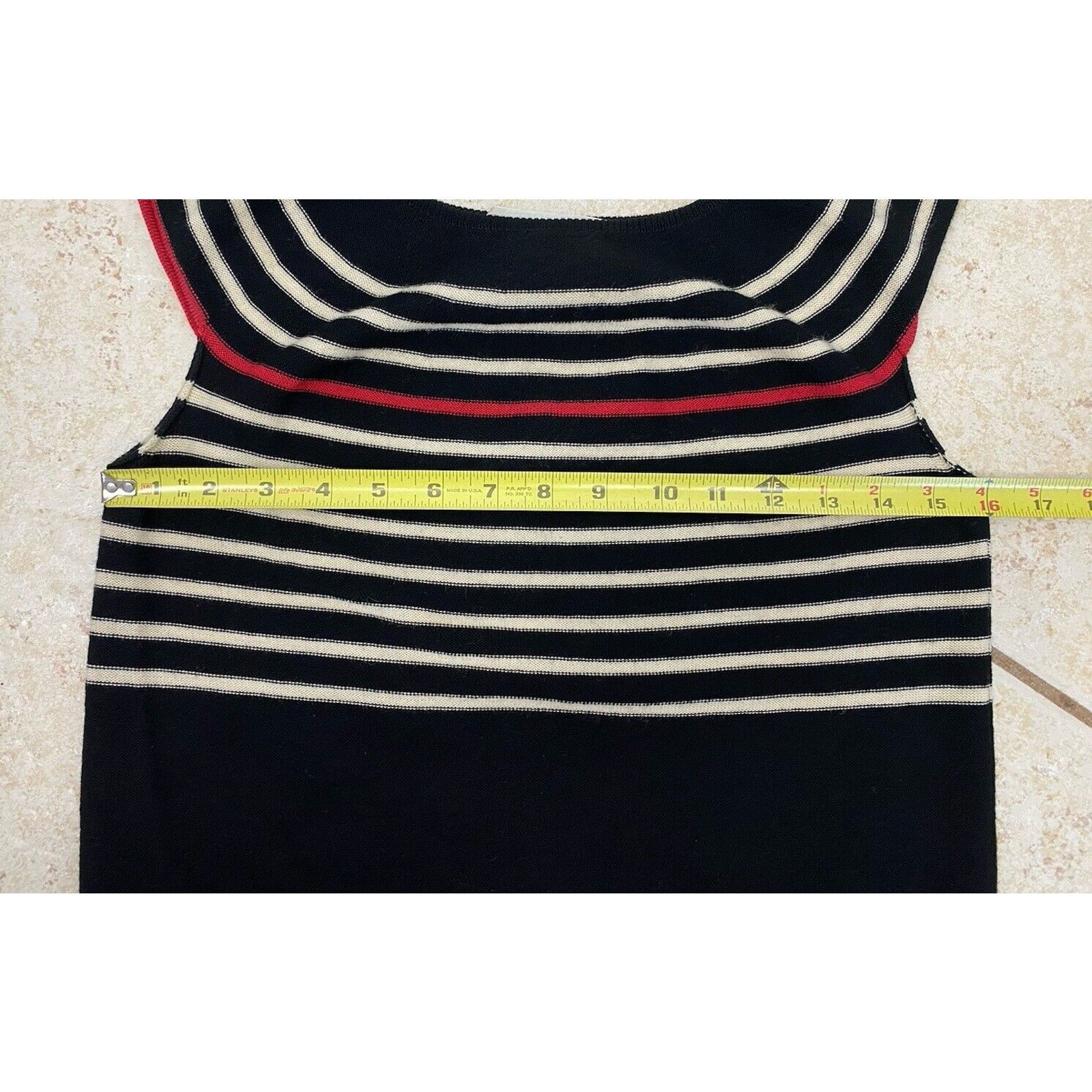 Sonia Rykiel Sonia Rykiel Black White Striped Wool Short Sleeve Sweater Size ONE SIZE - 6 Thumbnail