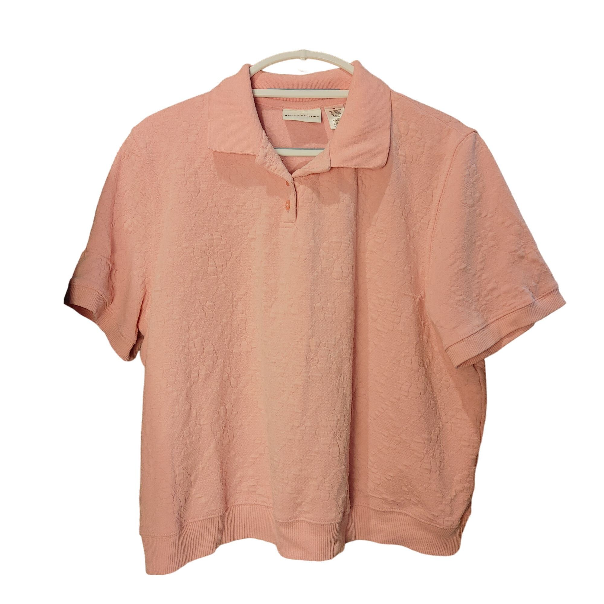 Other Alfred Dunner Women's Pink Floral Short Sleeve Collared Polo Size XL / US 12-14 / IT 48-50 - 1 Thumbnail