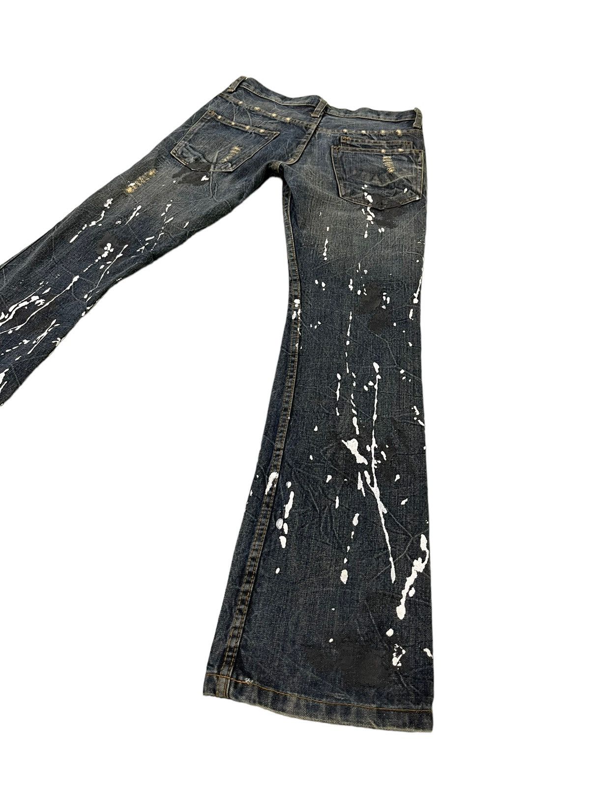 Japanese Brand Flare Jeans Glad News Distress Paint Splash Low Rise 7🟦4 Size US 32 / EU 48 - 14 Thumbnail