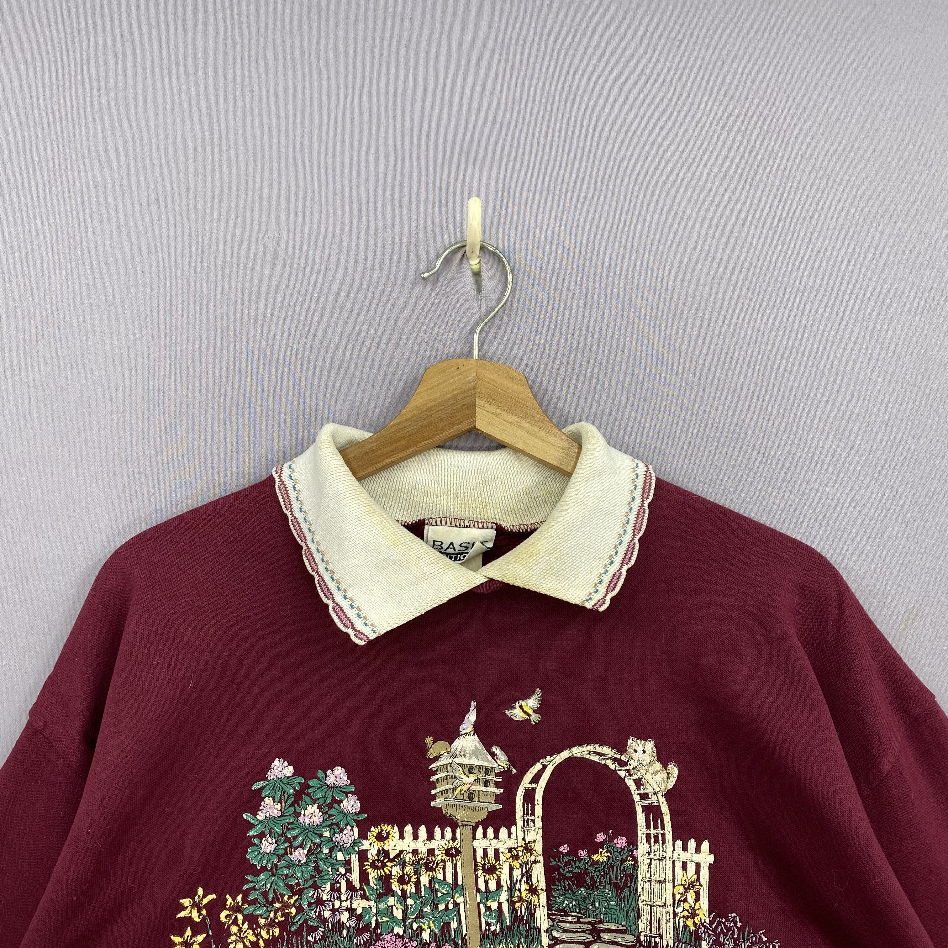 Vintage Vintage 80s Whimsical Garden Sweater Collar Cottagecore Size US L / EU 52-54 / 3 - 4 Thumbnail
