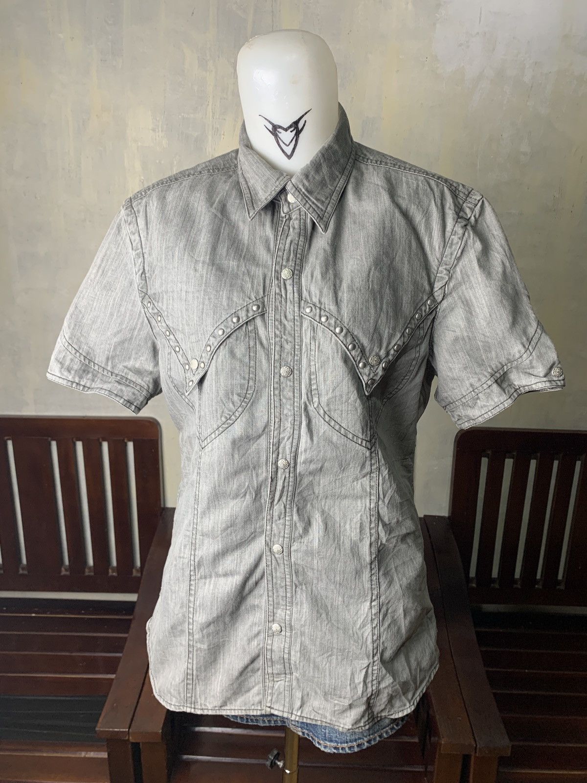 Nicole Club 2000s Nicole Club For Men Studded Goth Heavy Jeans Shirt Size US M / EU 48-50 / 2 - 12 Thumbnail