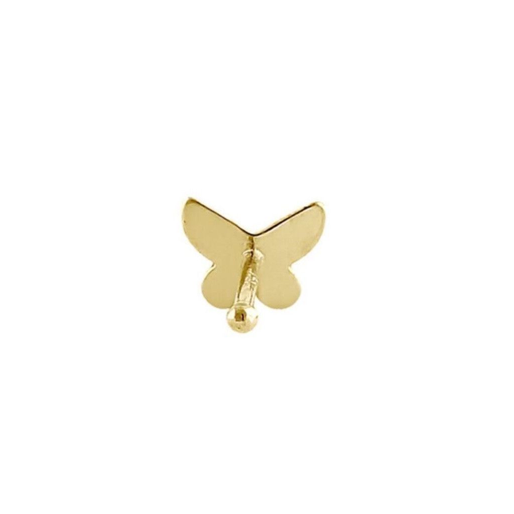 Other Solid 14K Yellow Gold Tiny Butterfly Straight Nose Stud New Size ONE SIZE - 4 Thumbnail
