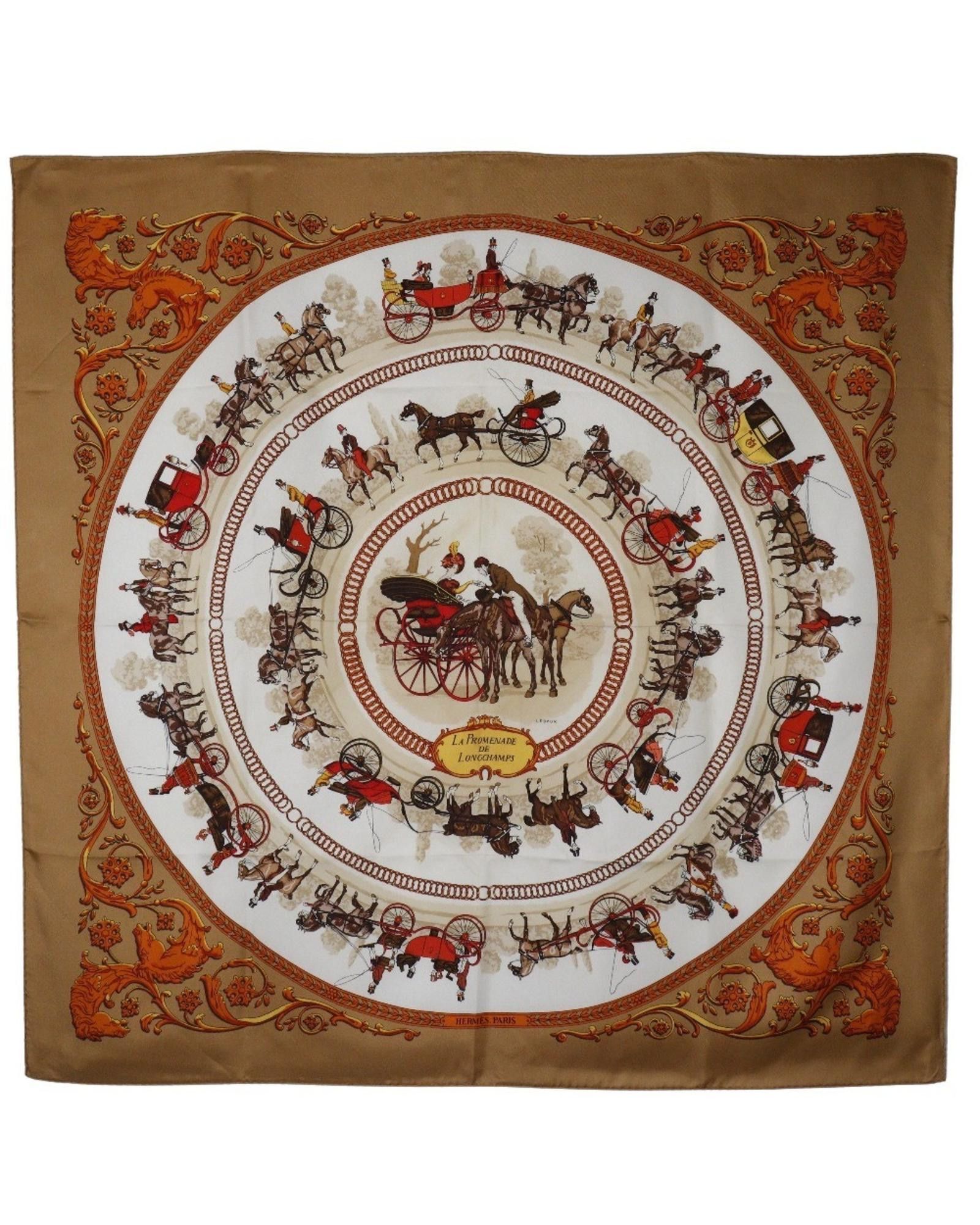 image of Hermes Beige Silk Scarf, Women's