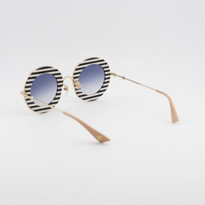 Gucci Gucci GG0113S 008 Sunglasses Black Round Frame, Blue Size ONE SIZE - 4 Thumbnail