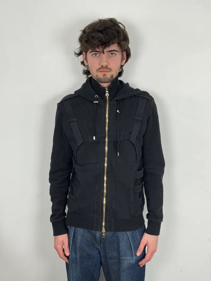 Balmain AW2017 Balmain Black Bondage Avant-Garde Zip-up Sweater Size US M / EU 48-50 / 2 - 2 Thumbnail