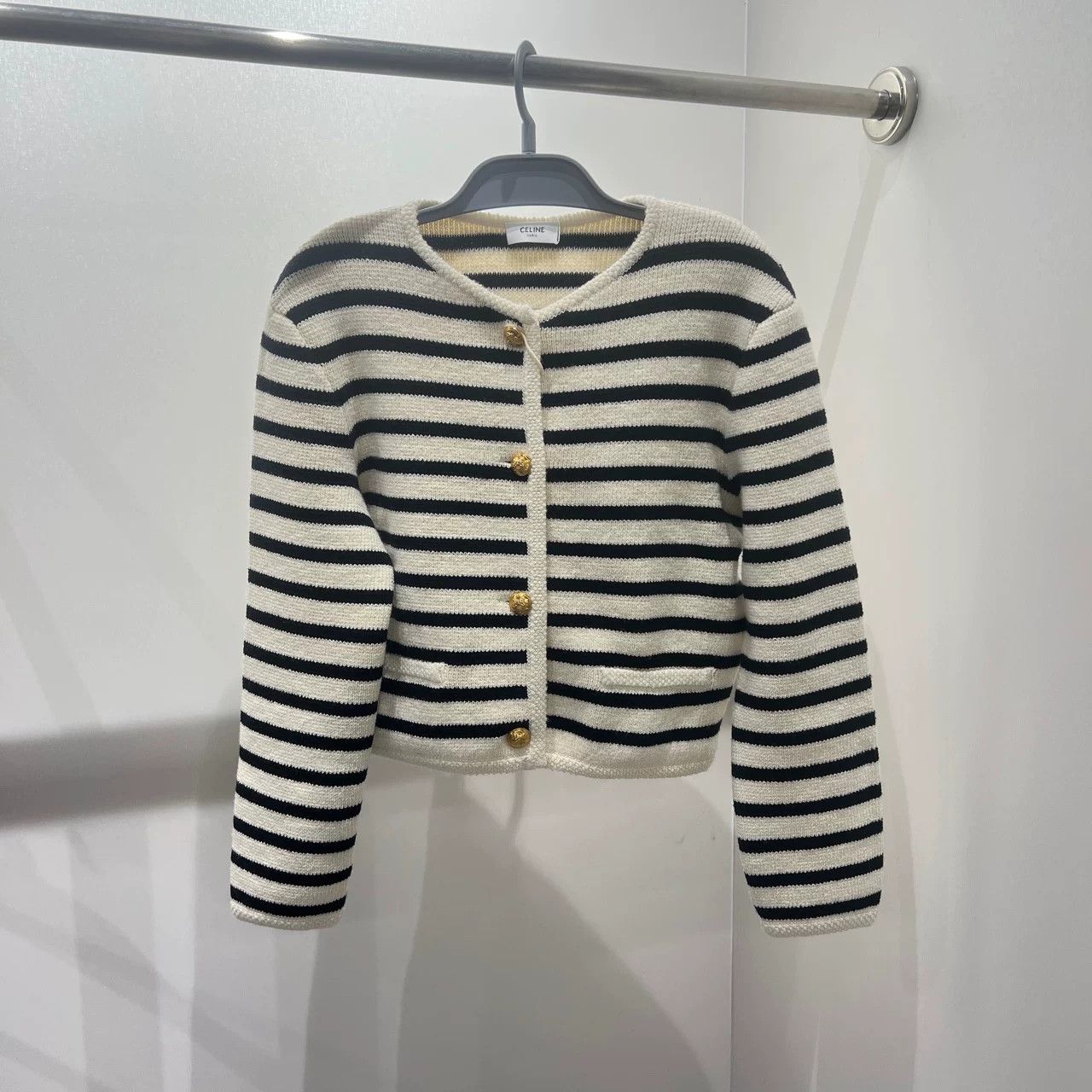 Celine Celine Retro Striped White Sweater S Women Size S / US 4 / IT 40 - 1 Thumbnail