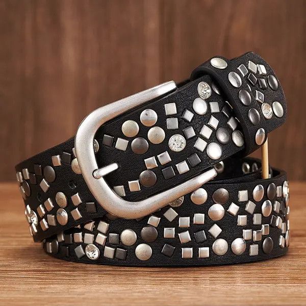 Japanese Brand PU Leather Rhinestone Studded Belt Size ONE SIZE - 1 Thumbnail