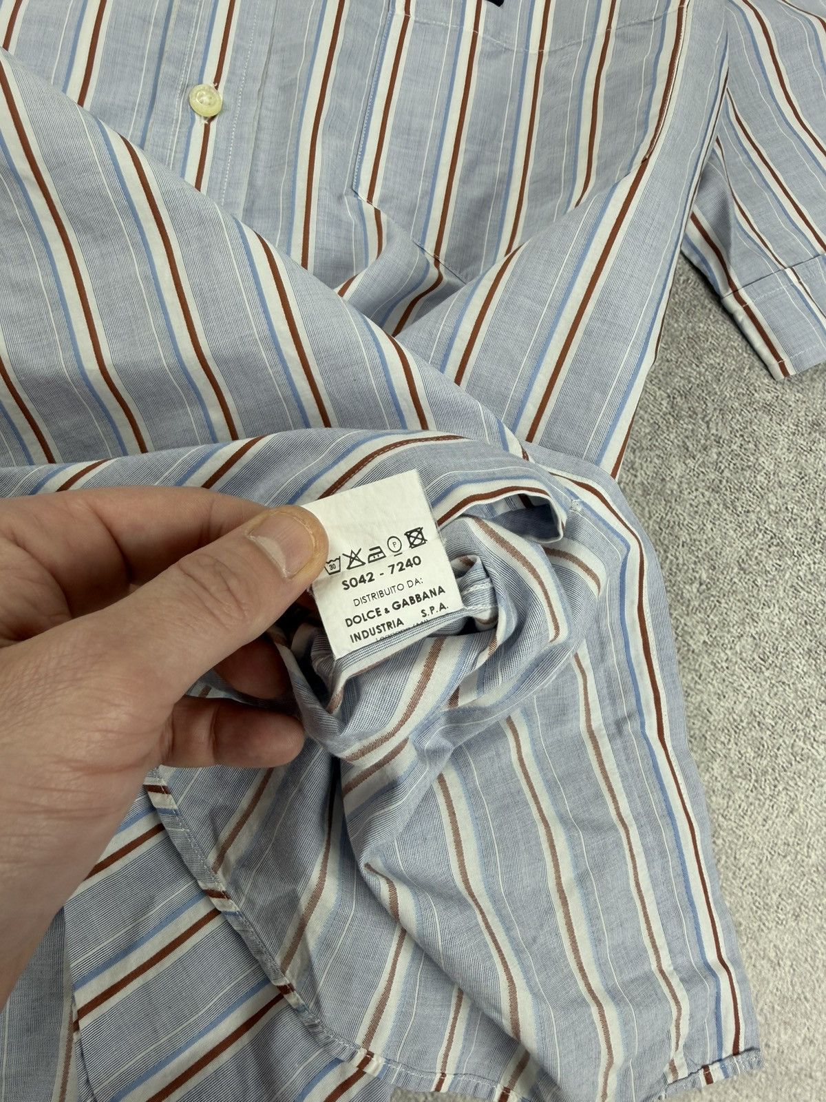 Dolce & Gabbana Vintage Dolce & Gabbana Striped Shorts Sleeve Shirt Size 50 Size US M / EU 48-50 / 2 - 9 Thumbnail