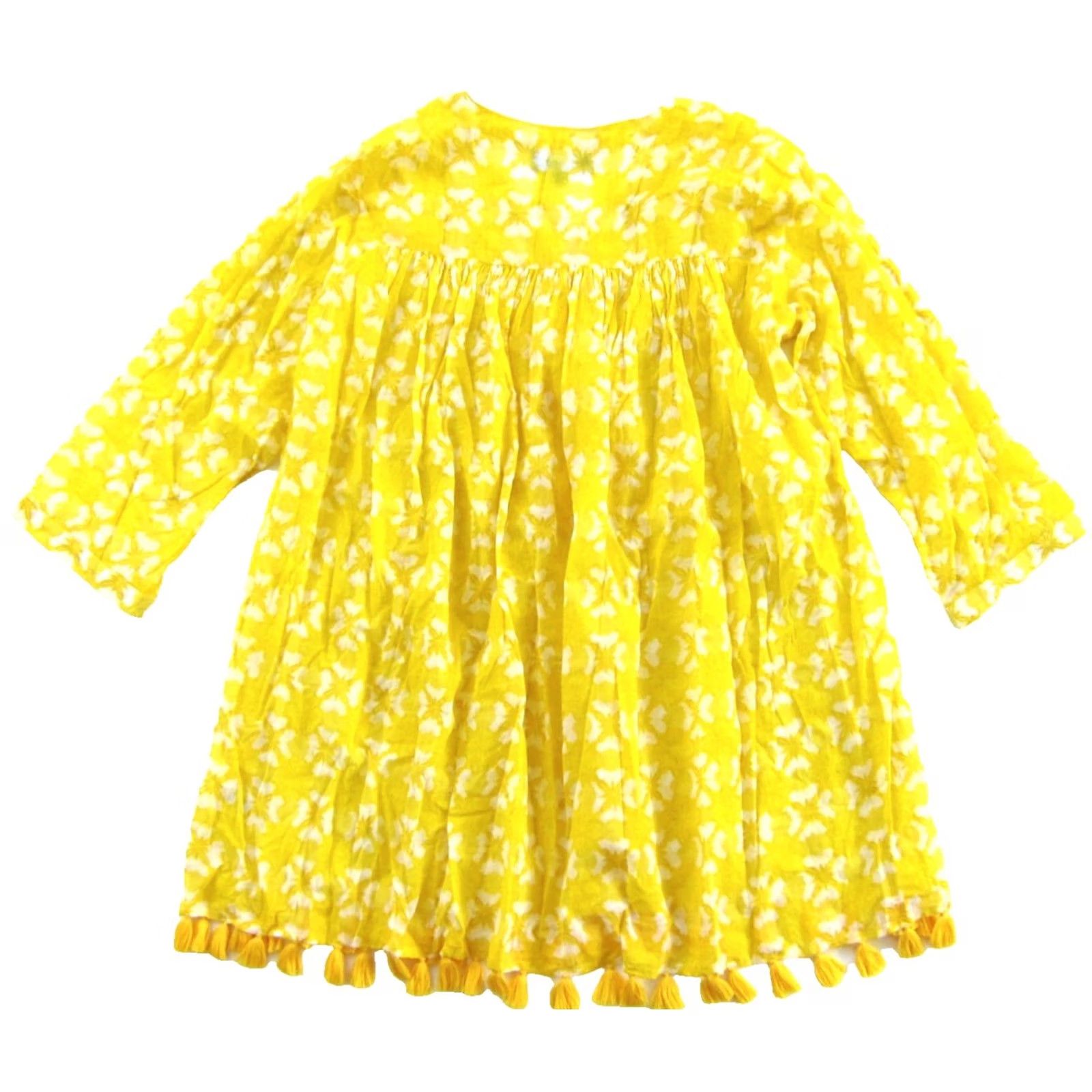 Vintage RO'S GARDEN Blouse 3/4 Sleeve Tunic 100% Cotton Floral Yellow M Womens Size M / US 6-8 / IT 42-44 - 2 Thumbnail