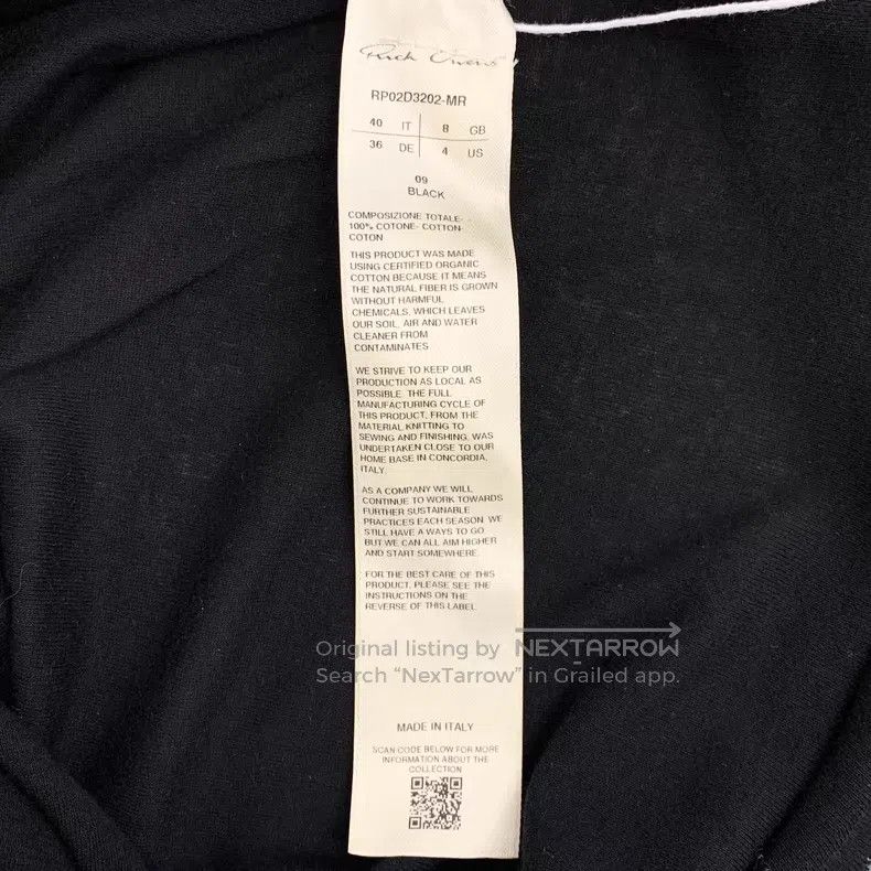 Rick Owens Rick Owens Black Cotton Crew Neck Long Sleeve Sweater Size XS / US 0-2 / IT 36-38 - 6 Thumbnail