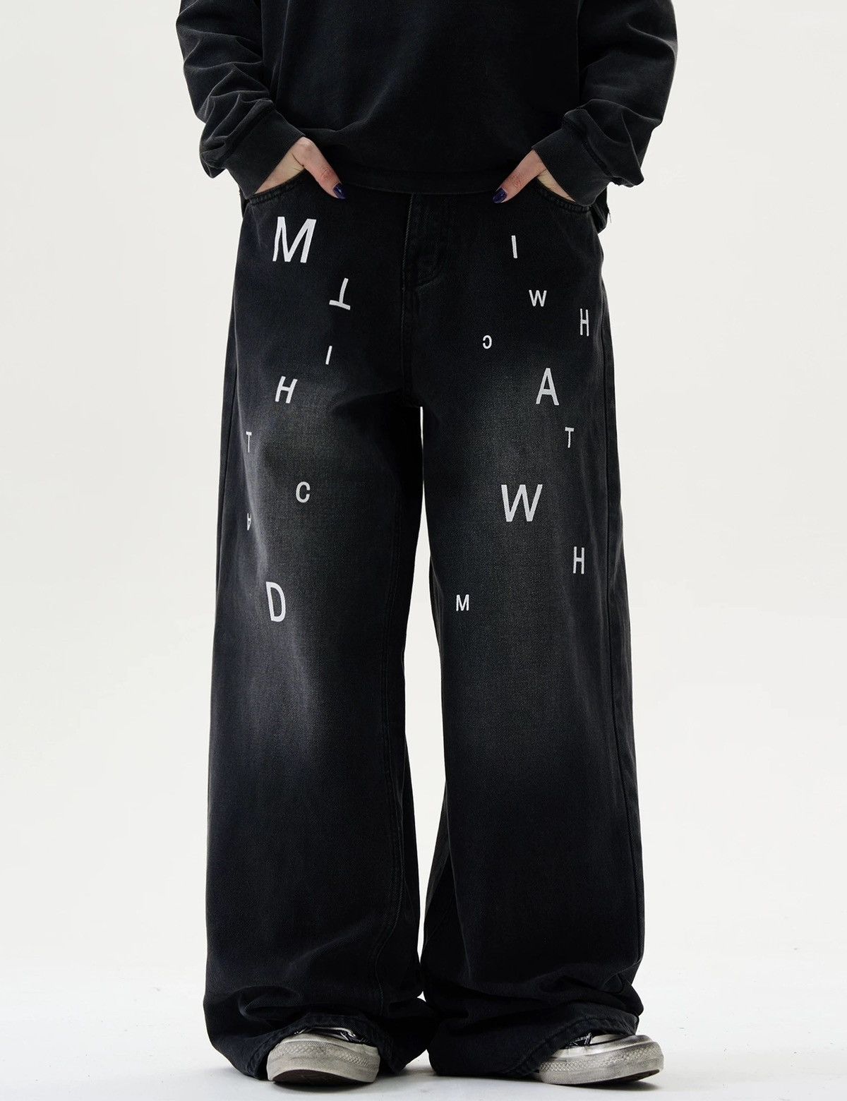 Japanese Brand × Vintage Outdoor retro punk faded letters loose fit jeans pants Size US 28 / EU 44 - 1 Thumbnail