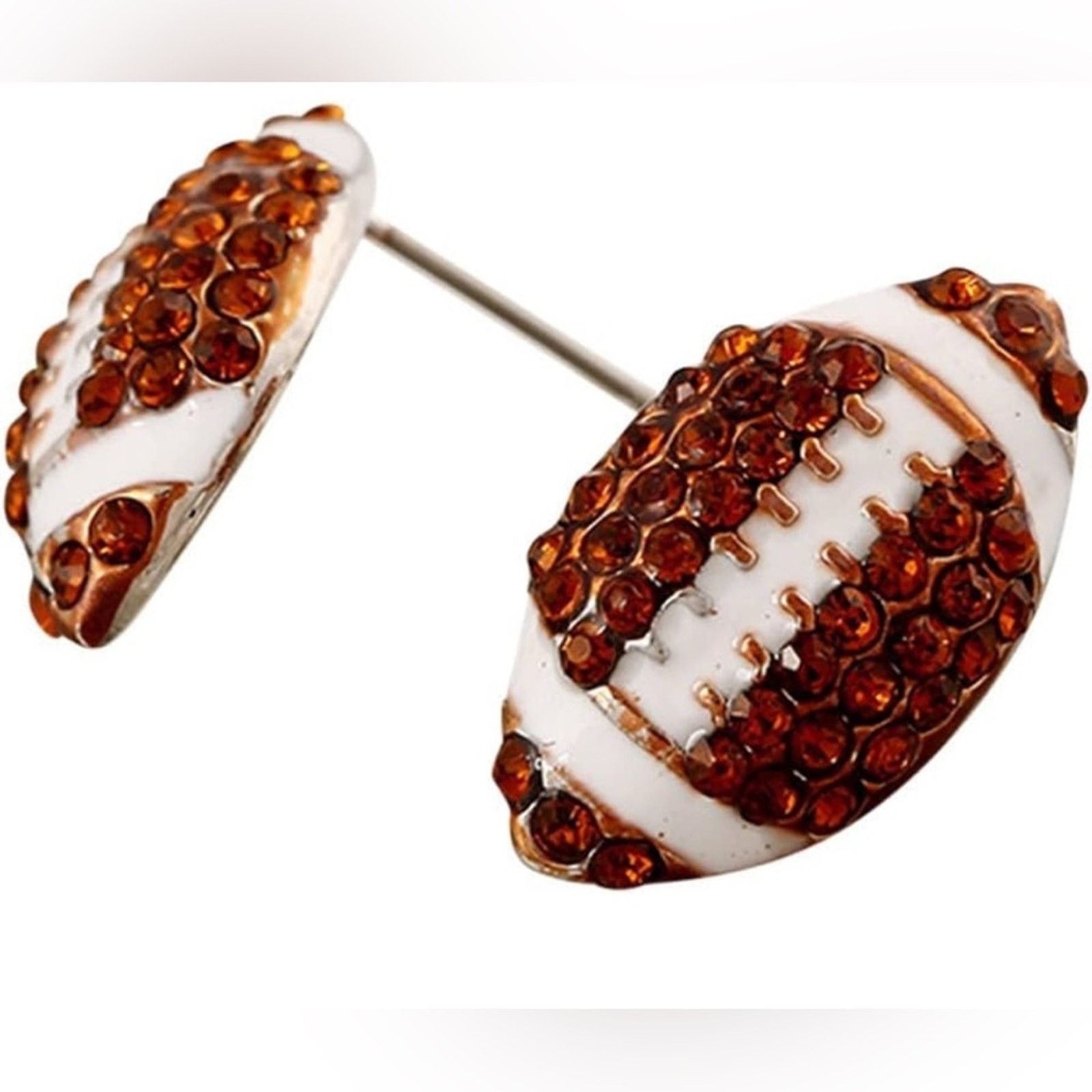 Other Football Shaped Earrings with Brown Crystals Size ONE SIZE - 1 Thumbnail