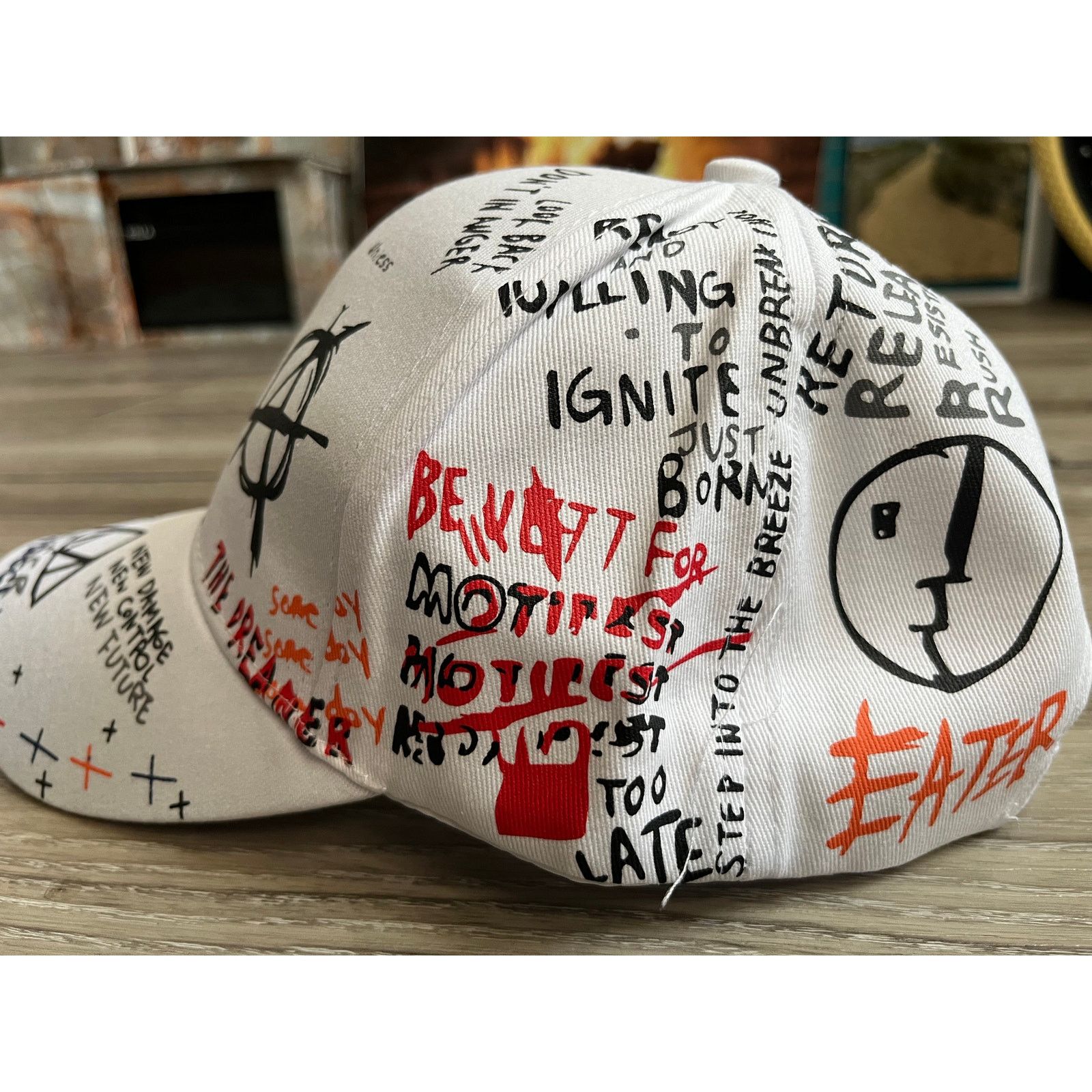 Punk and Yo Men white PUNK writing Graffiti Size ONE SIZE - 7 Thumbnail