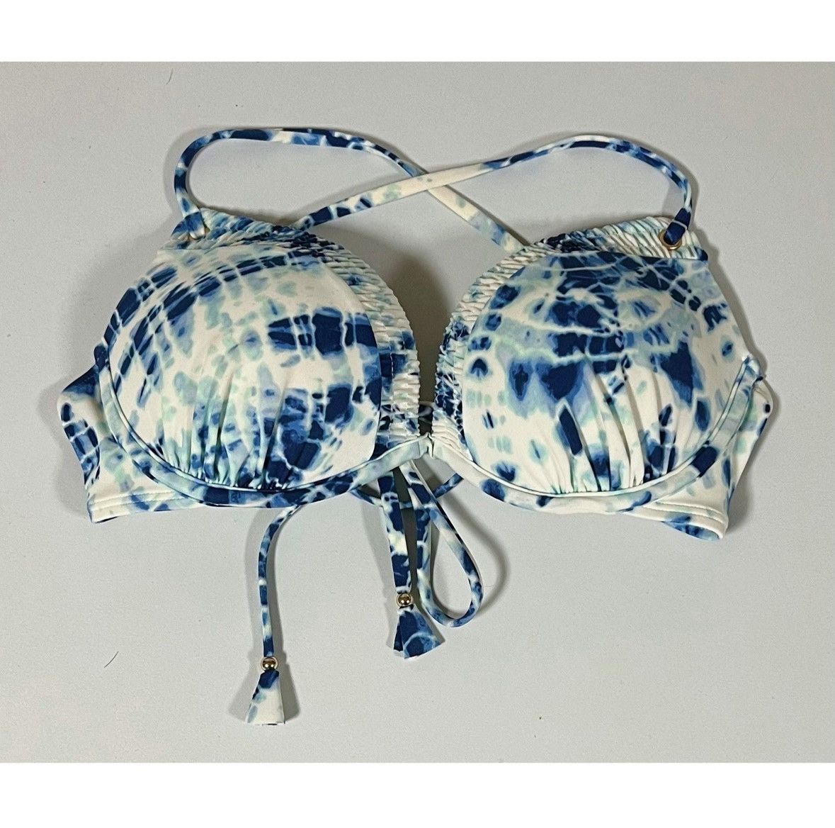 Victoria's Secret × Vintage Victoria’s Secret Tie Dye Bikini Top Bathing Suit 34C 🤍🩵✨ Size S / US 4 / IT 40 - 2 Thumbnail