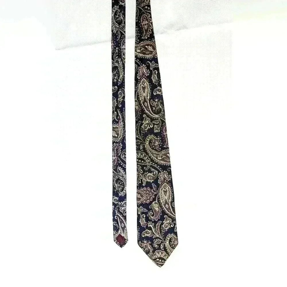 Vintage American Traditions Italian silk paisley tie blue maroon Size ONE SIZE - 1 Thumbnail