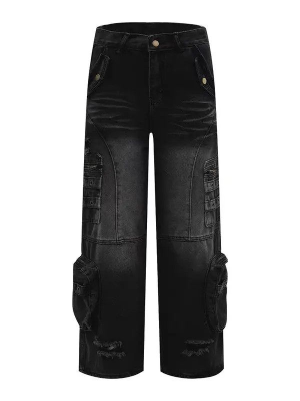 VIBE Street retro black multi-pocket straight jeans Size US 32 / EU 48 - 5 Thumbnail