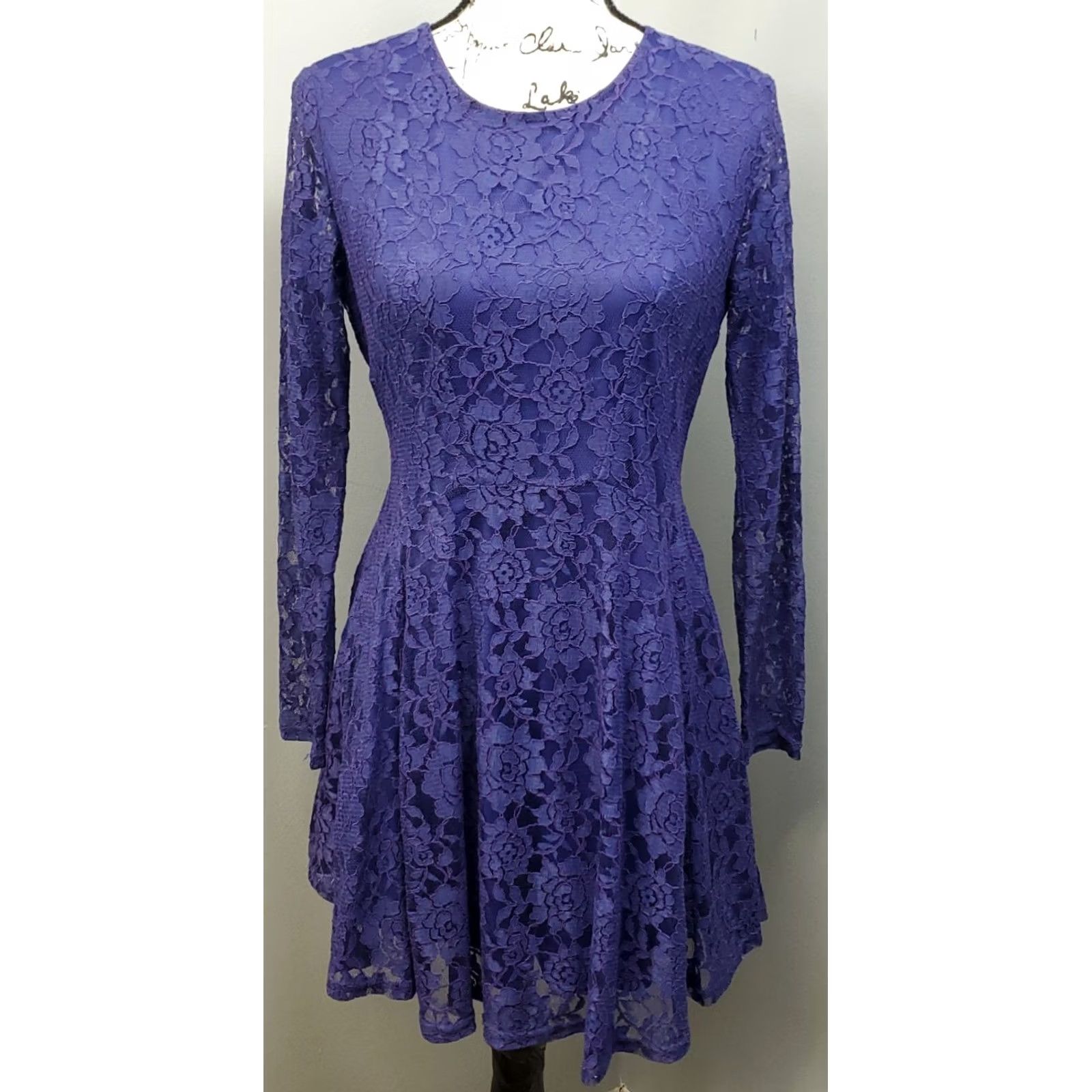 Vintage Altar'd State Dress Womens M Purple Fit Flare Women Lace Overlay Floral Back Zip Size M / US 6-8 / IT 42-44 - 2 Thumbnail
