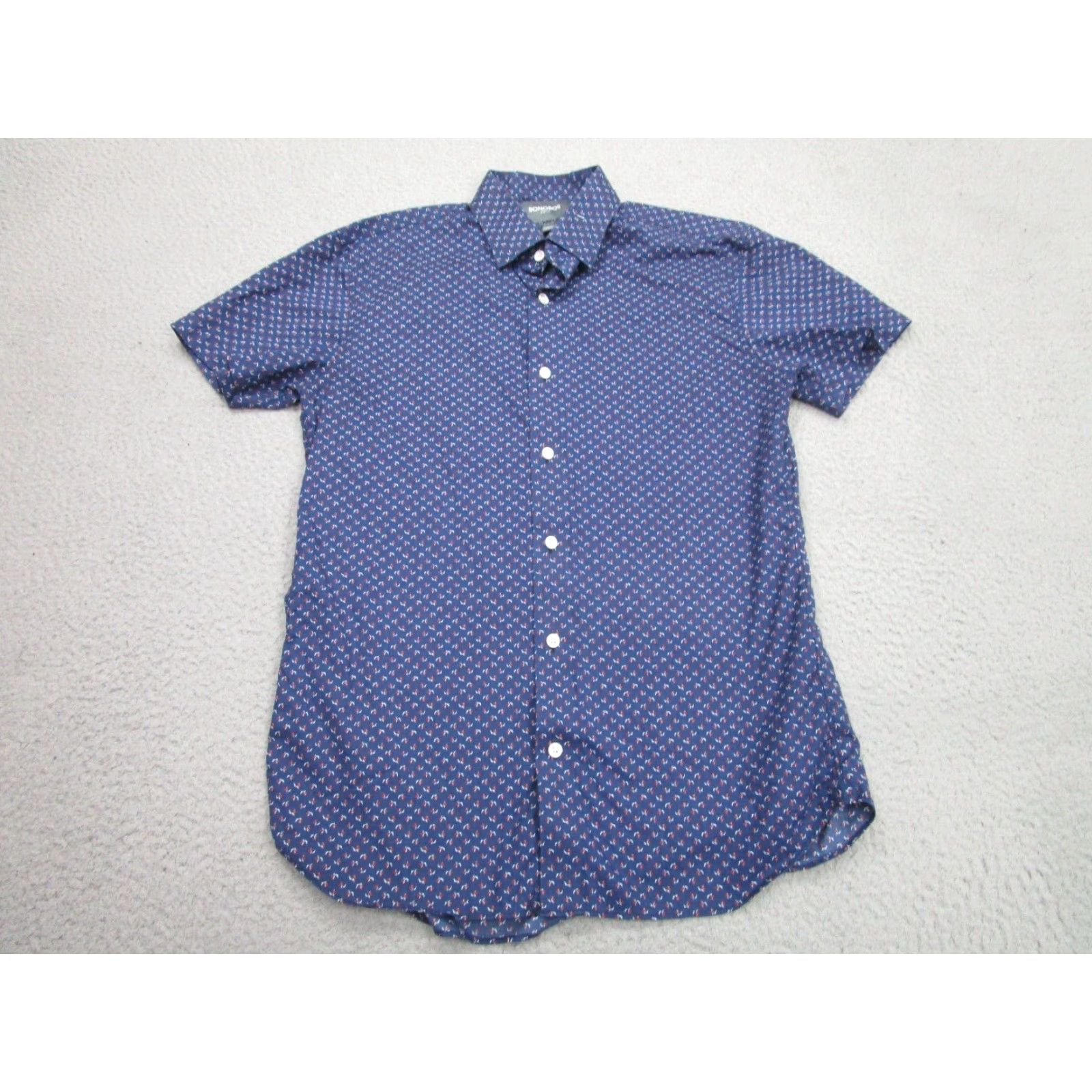 Bonobos VINTAGE Bonobos Men's Dress Shirt 15.5 Blue Red Cherry Polka Dot Casual Slim Button-up Size US M / EU 48-50 / 2 - 2 Thumbnail
