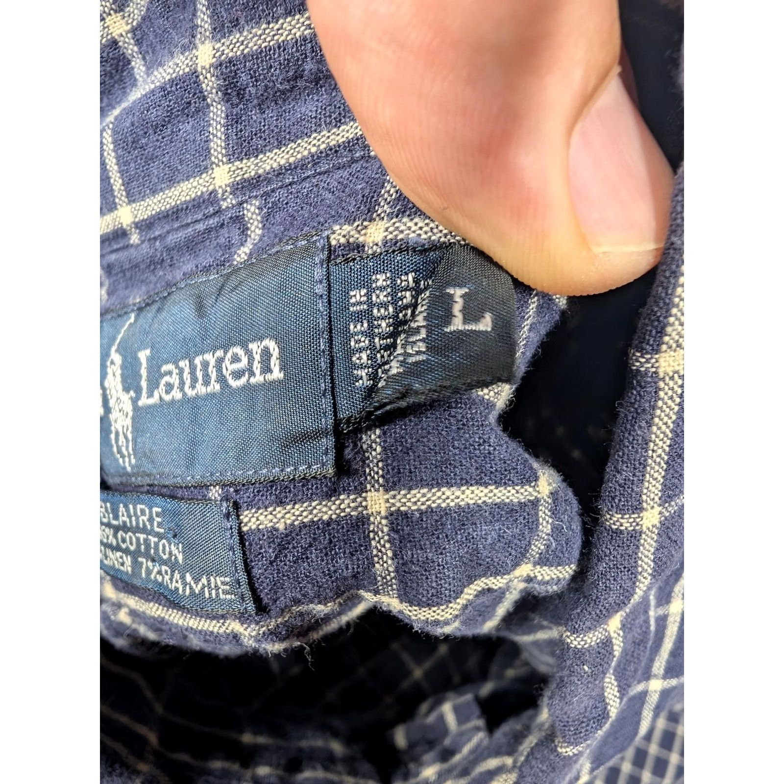 Ralph Lauren Ralph Lauren Blaire Shirt Mens Large Linen Blend Blue Plaid Long Sleeve Button-Up Casual Shirt Women? No. Size US L / EU 52-54 / 3 - 6 Thumbnail