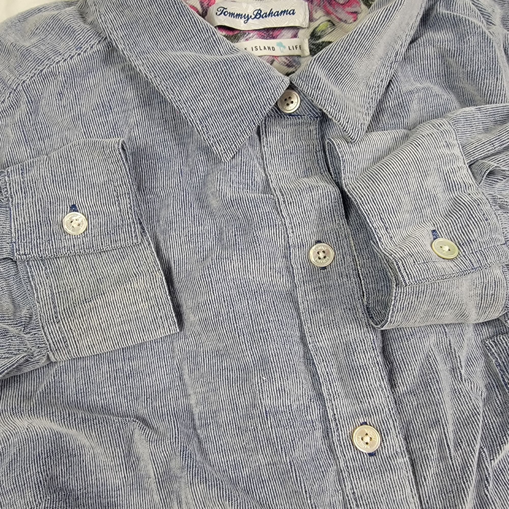 Tommy Bahama Tommy Bahama Mens Blue Large Long Sleeve Button Shirt Live T Size US L / EU 52-54 / 3 - 5 Thumbnail