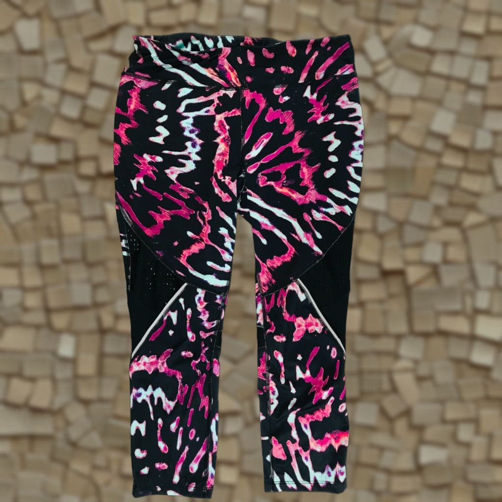 Avia VINTAGE Avia Yoga Pants Women's M Black Capri Stretch Waistband Geometric Athletic Activewear 90s Mens Womens? Size 32" / US 10 / IT 46 - 1 Thumbnail