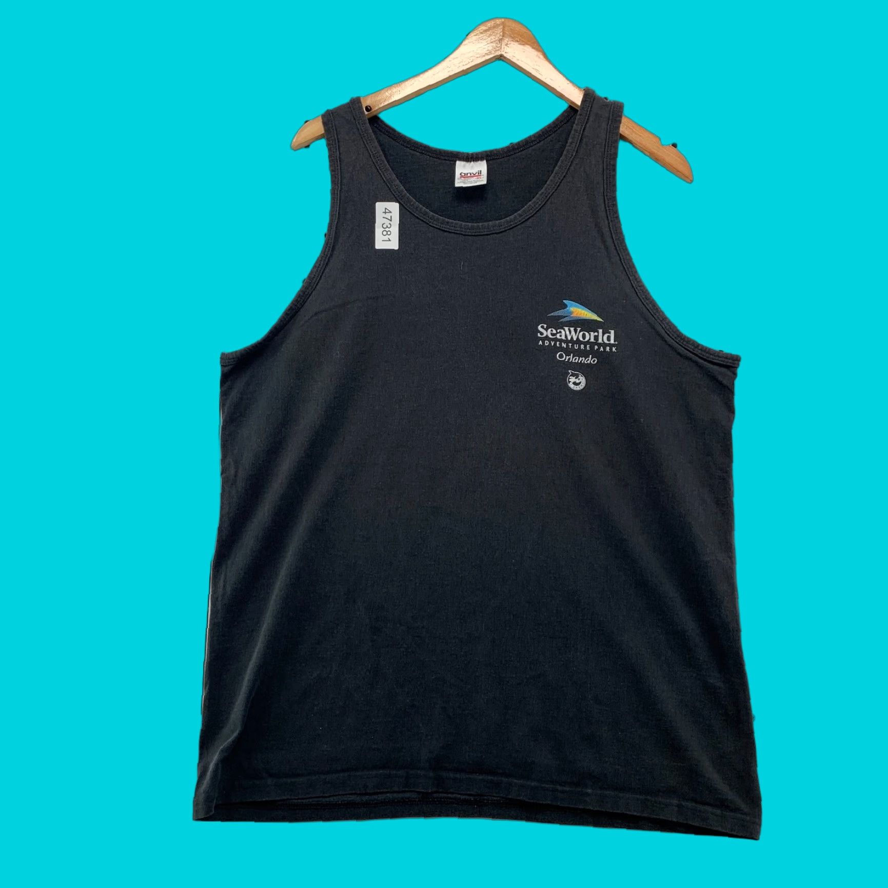 Anvil Vintage Anvil Sea World Tank Mens XL Black Sleeveless T-Shirt USA Size US XL / EU 56 / 4 - 1 Thumbnail
