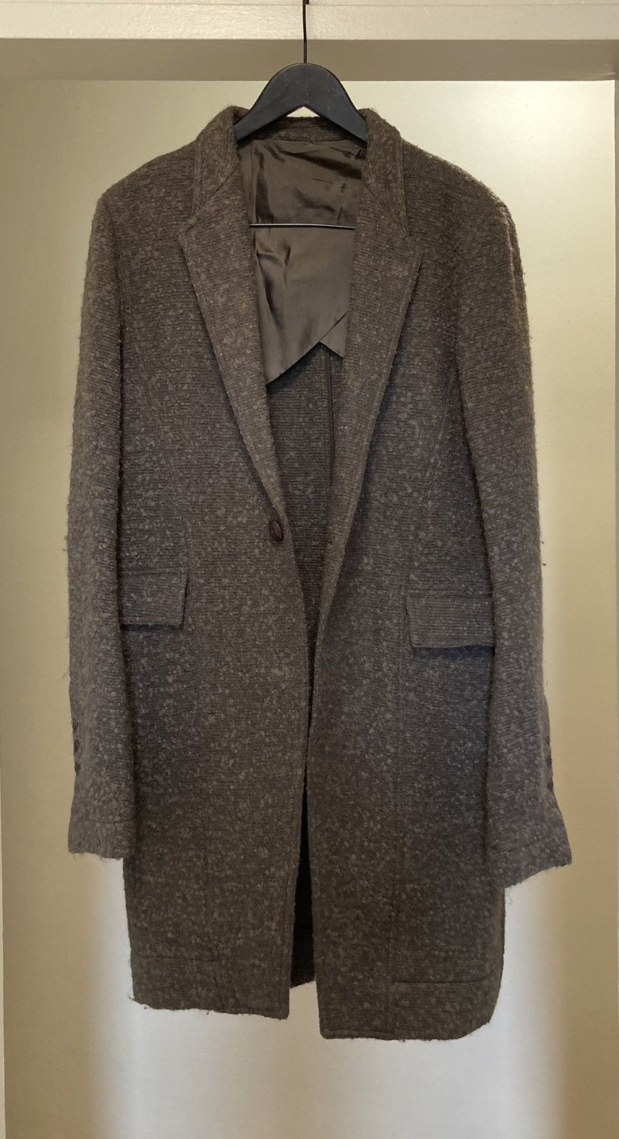 image of Rick Owens Wool Mohair Coat in Grey, Men's (Size Medium)