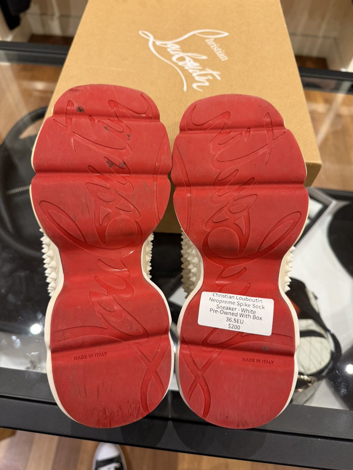 Christian Louboutin Christian Louboutin Neopreme Spike Sock Sneaker - White Size US 6.5 / IT 36.5 - 6 Thumbnail