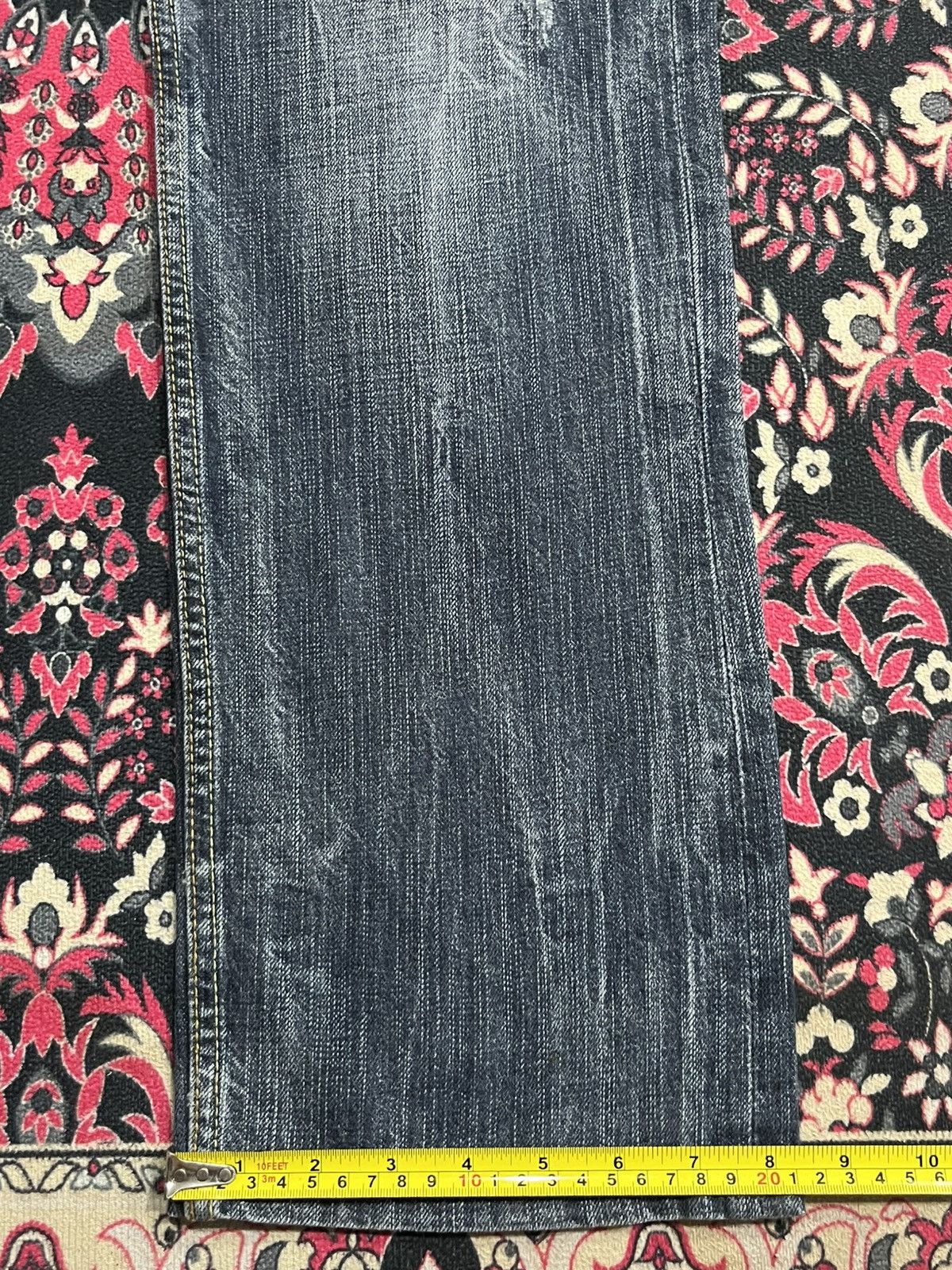 Le Grande Bleu (L.G.B.) Vintage Anti Label Embroidery Slogan Rhinestone Dark Jeans Size US 33 - 14 Thumbnail
