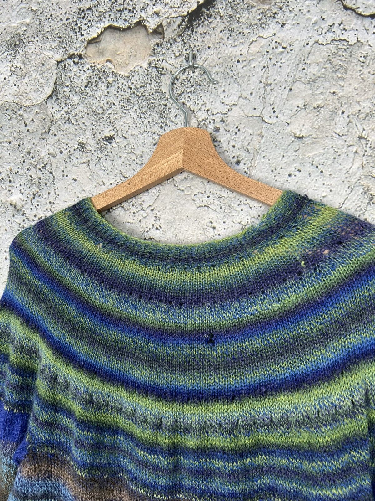Vintage Vintage Mohair Wool Sweater Stripped Avant Garde Handmade Size M / US 6-8 / IT 42-44 - 3 Thumbnail