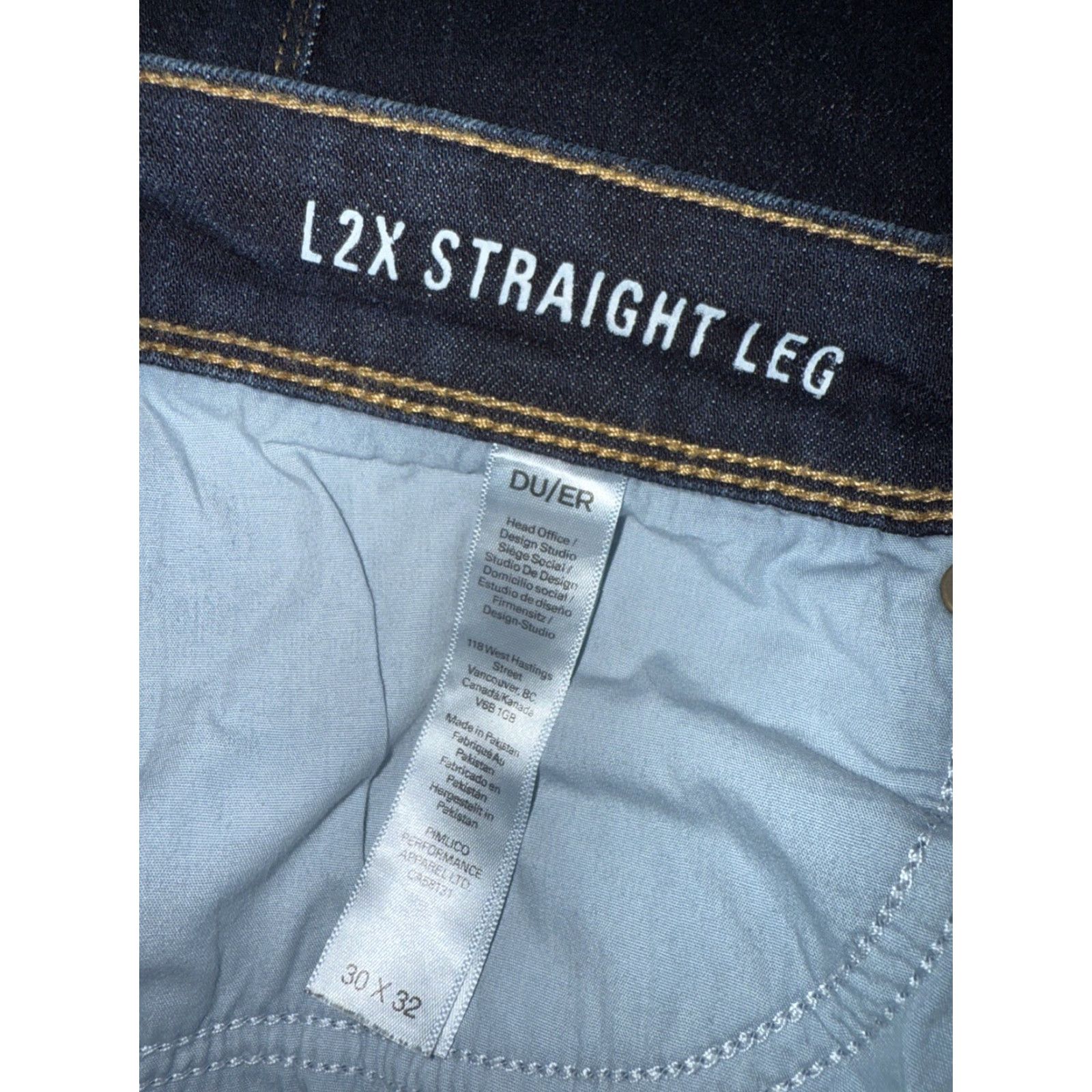 Vintage **DU/ER Jeans Mens Blue Solid Stretch Straight Leg 30 X 32** User: **DU/ER Jeans Mens Blue Solid Stretch Straight Leg 30 X 32** Size US 30 / EU 46 - 2 Thumbnail