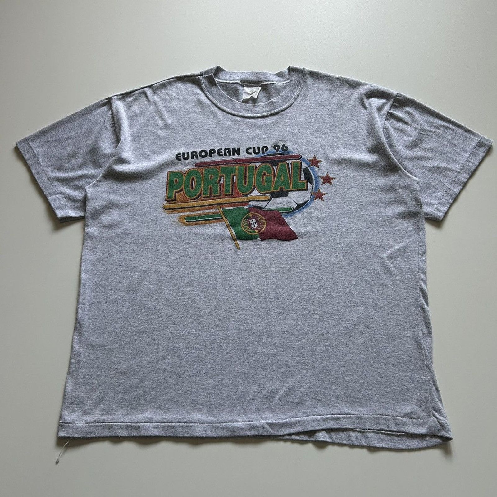 Vintage 90s 1996 Euro Cup Portugal Soccer T Shirt XL Rare
